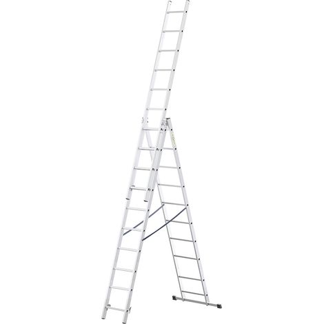 Basic Home Échelle en Aluminium 3 Éléments – Escabeau 3x10 Marches – Escabeau en Aluminium Léger – Échelle Pliable pour la Maison – Capacité 150 Kg – 45x270x16cm