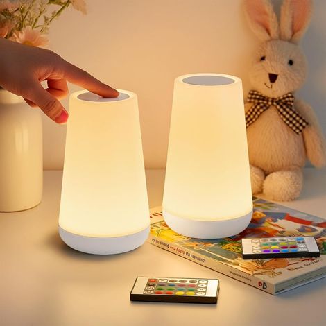 Lot de 2 lampes de chevet tactiles à intensité variable, lampes de nuit pour bébé avec batterie rechargeable, lumière silencieuse à intensité variable pour enfants (1/5)