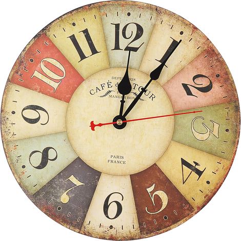 Horloge Murale Rétro Colorée 12 Pouces Silencieuse à Quartz pour Décoration Maison (1/5)