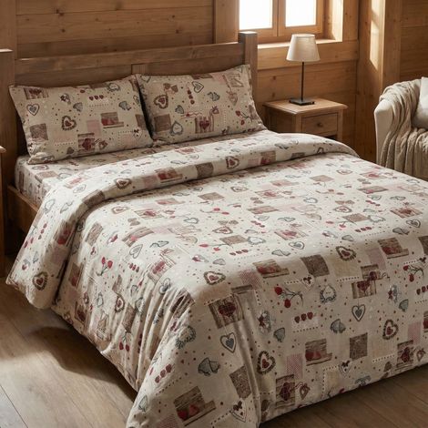 COPRIPIUMINO Tirolese dis. HOLLY CUORE country Cm. 155X200
