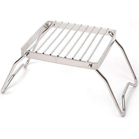 Support de brûleur réglable à double trou [Emballage individuel en carton] Support de réchaud extérieur en acier inoxydable, grille de barbecue pliable, support pour mini réchaud à gaz, support pour a (1/4)