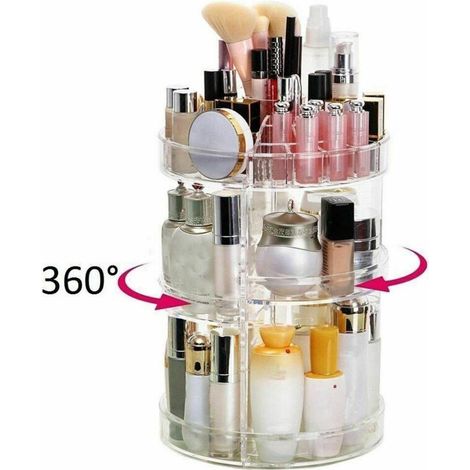 Présentoir Pivotant - Acrylique Transparent - Rotation 360° - Organisateur Maquillage Vernis À Ongles - 5 Niveaux Réglables - 1 Pièce