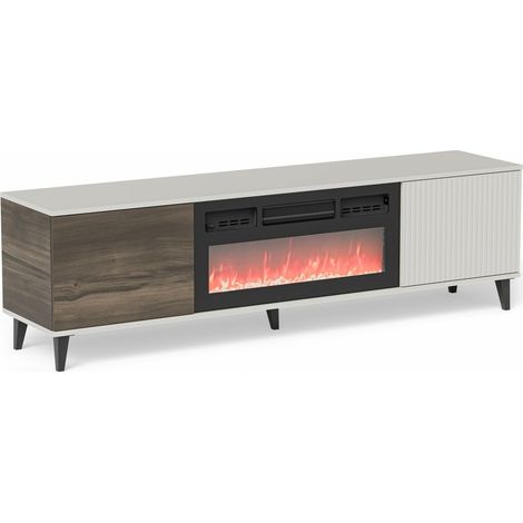 Mueble TV Luelia 121, Nogal + Cachemira, Número de puertas: 0, Número de cajones: 0, 180x52x40cm