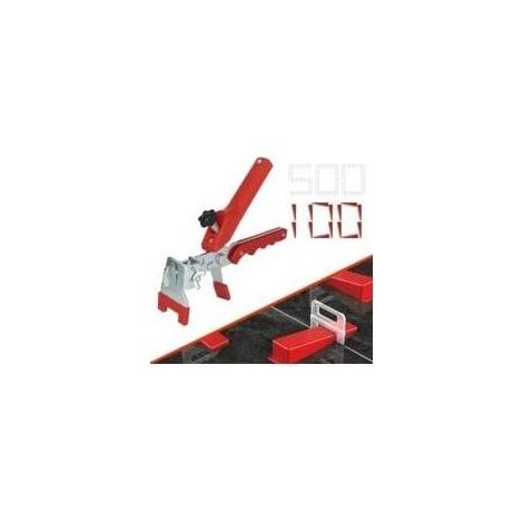 Système de Nivellement Carrelage, 2mm d’Aide à la Pose 500 Clips+ 100 Cales 1 Pince pour Aide à la Pose de Carreaux, Kit de Niveleur Carrelage pour le Bricolage et les Professionnels