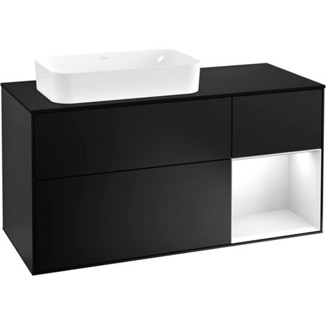 V&B Waschtischunterschrank Wandbeleuchtung Finion 120cm, Pl b m, Rg r g wh. Lac, bla m Lac (1/2)