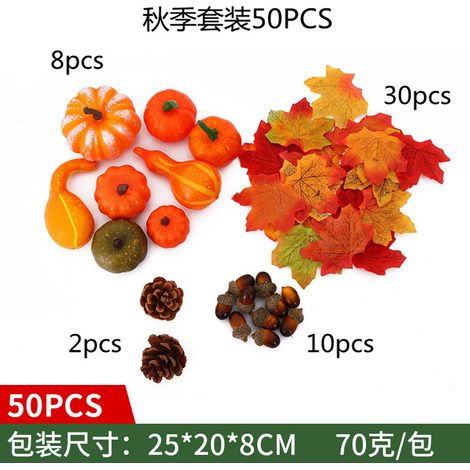 Künstliche Halloween-Kürbisse, weiß und gelb, Weihnachts- und Herbstdekorationen (50er-Packung)