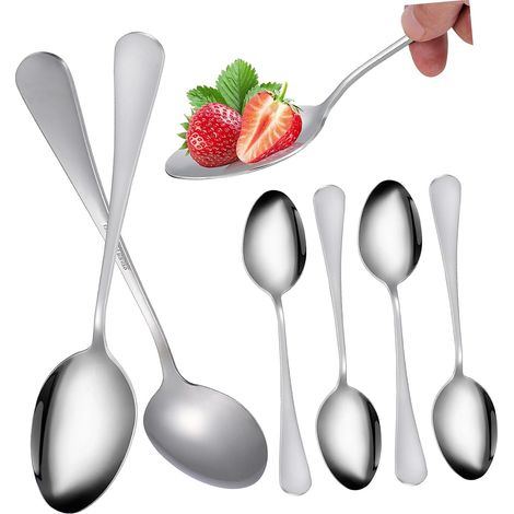 Cuillères à Soupe Support Lave-vaisselle Argenté Lot de 6 en Acier Inoxydable Design Simple et Moderne Résistantes à L'usure pour Usage la Maison Cuisine (1/5)