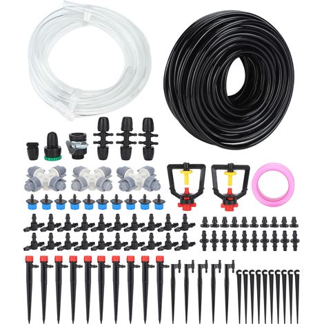Kit d'irrigation goutte à goutte de 30 m comprenant tuyau, buses, adaptateurs, vannes et goutteurs pour système d'arrosage de jardin (1/5)