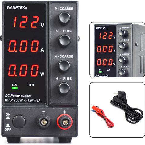 Alimentation DC variable 0-120V 0-3A, alimentation de banc de laboratoire réglable, affichage numérique, réglage fin et rapide par boutons, prise UE 230 V (1/5)