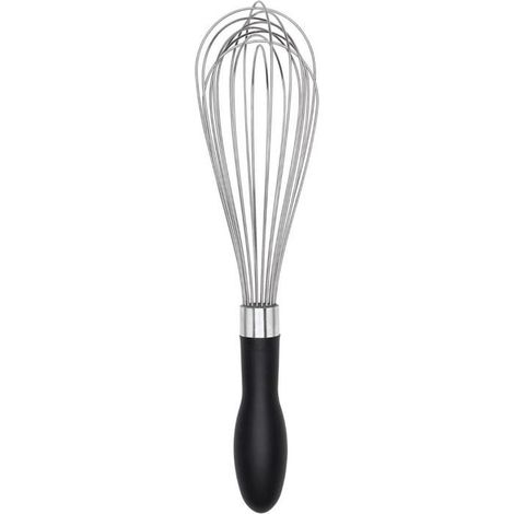 Fouet ballon, fouet manuel en acier inoxydable de 28 cm (noir, 12 pouces), accessoire de pâtisserie. (1/2)