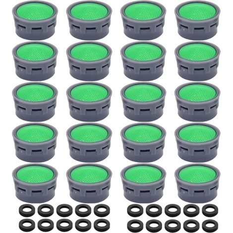 20 pièces filtre de robinet avec étanchéité de 20 pièces, aérateur de robinet, insert de filtre à eau du robinet, pièces d'accessoires de remplacement de robinet, pour salle de bains, cuisine (1/5)
