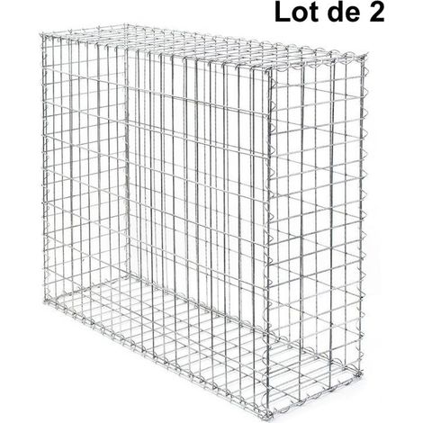 Lot de 2 Gabions En Métal Galvanisé, Robuste, Résistant, 100 x 80 x 30 cm (1/5)