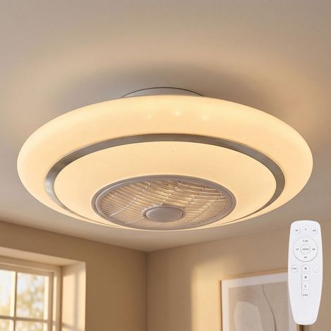 Ventilatore da soffitto con luce e telecomando lampada da soffitto ventilatore lampada da soffitto effetto stella lampada diurna, CCT, metallo, bianco, 1x LED 24 watt 1400 lm 3000  -6000, D 60 cm (1/5)