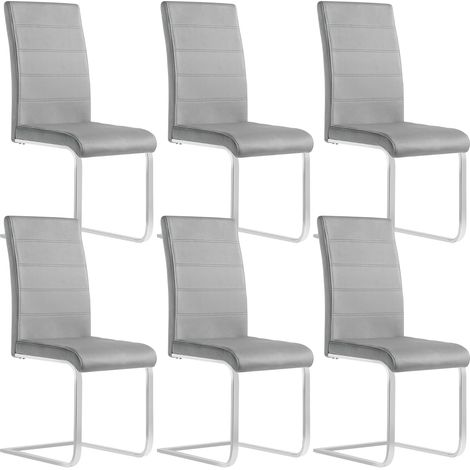 WOLTU Set di 6 Sedie per Sala da Pranzo. Sedie da Cucina Moderne con Schienale Alto. Sedie Cantilever Imbottite Ergonomiche per Soggiorno. Ufficio. in Velluto. Grigio Scuro (1/5)