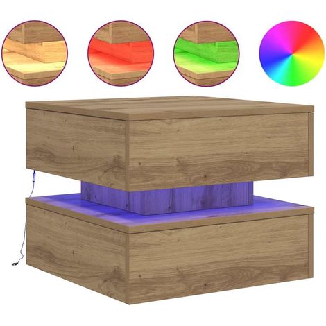 Maison Exclusive - Table basse avec lumières LED chêne artisanal 50x50x40 cm