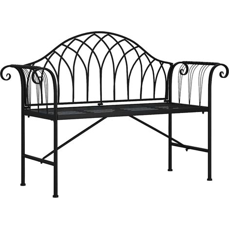 vidaXL Panca da Giardino a 2 Posti 128 cm Nera in Acciaio