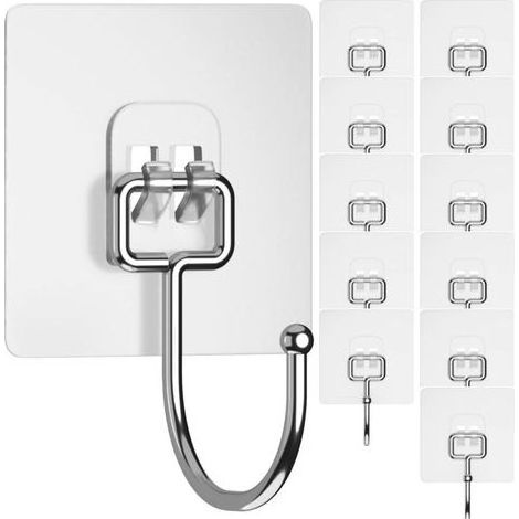 Set mit 12 großen, robusten Klebehaken für Bademäntel und Handtücher wasserfeste Klebehaken für die Wand, geeignet für Zuhause, Badezimmer, Küche, Büro und Außenbereich. (1/5)
