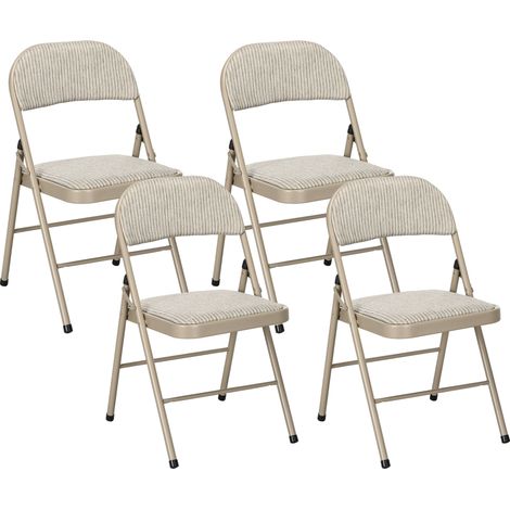 Set aus 4 Designer-Klappstühlen, klappbare Esszimmerstühle aus Stahl, beige Farbe, Maße 45x46x78 cm.