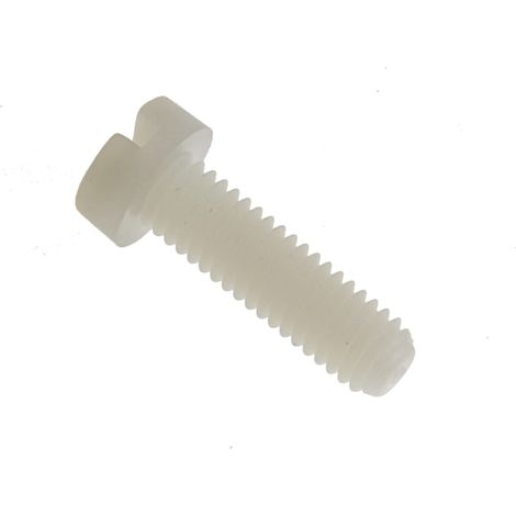 Vis à métaux RS PRO M6 à tête Cylindrique fendue en Nylon, 20mm ( Prix pour Sachet de 100 )