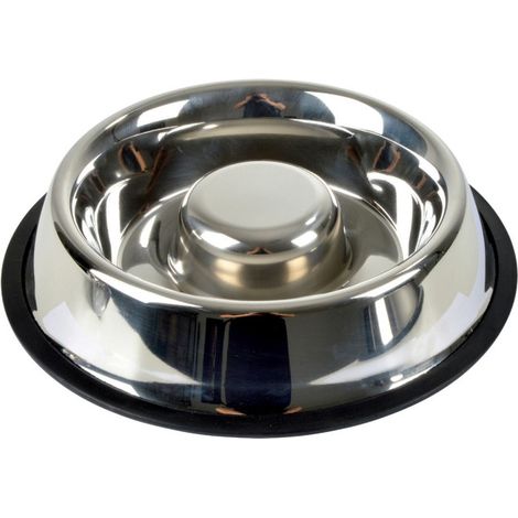 Gamelle Anti-Glouton Chien & Chat "Inox" 30cm Argent (1/3)