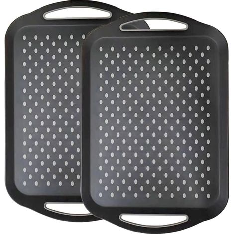 Plateau repas antidérapant, lot de 2 grands plateaux 40x29 cm en plastique PP avec poignées, pour repas et collations (1/4)