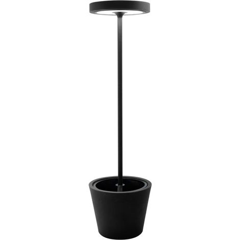 Poldina Reverso Solar L Nera - Lampada a led da terra solare e ricaricabile 11,7W - Piantana da esterno e interno H.156cm