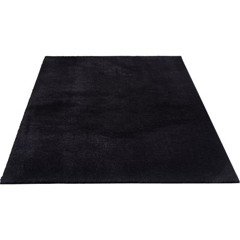 FLOORNOVO Hochflor Teppich Schwarz einfarbig - 340 x 240 cm - Besonders Weicher Teppich Wohnzimmer & Badezimmerteppich - Pflegeleicht - vielseitig einsetzbar im Innenbereich (1/2)