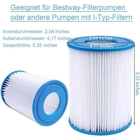 Cartouche Filtrante Piscine - Diamètre Extérieur 106 mm - Hauteur 136 mm - Pour Filtre Type II - Lot de 2