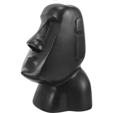 Boîte à Mouchoirs Statue Moai Noire, Résine Robuste, Design Fantaisie, pour Maison et Bureau, Distributeur Serviettes Décoratif, (1/5)