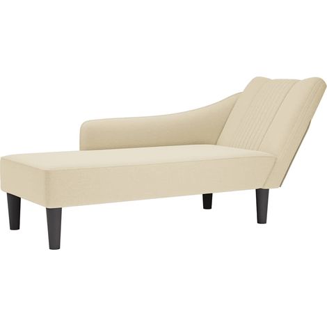Chaise longue con reposabrazos derecho tela crema vidaXL (1/5)