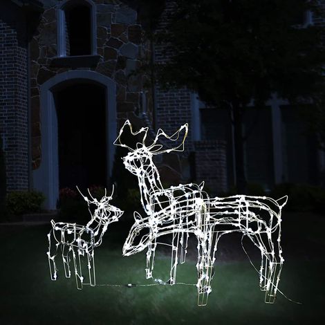 3-tlg. LED-Rentieren-Set Weihnachtsdekoration 229 LEDs