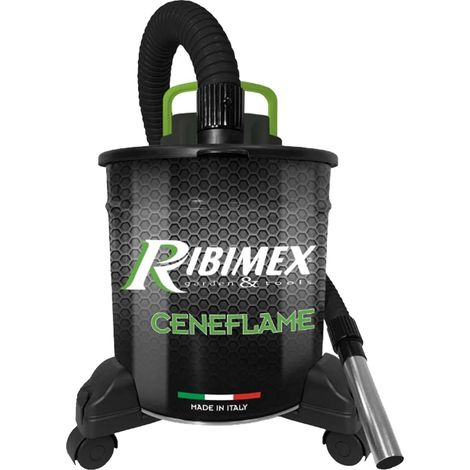 Ribimex – Aspirateur à cendres 1200 W – Capacité 18 litres – Filtre HEPA lavable – Flexible métal 1,10 m pour cendres froides
