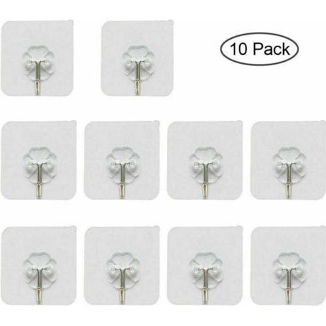 20 Morceaux De Crochets Auto-Adhésifs Transparents Klebehaken Patère Crochet En Plastique (1/5)