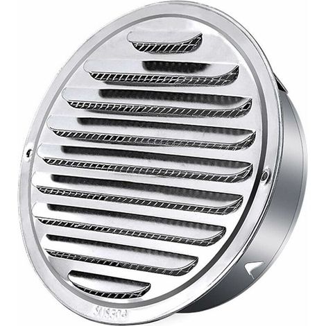 120MM Grille de Ventilation en Acier Inoxydable Grille D'aération Ronde Grille Murale/Plafond Bouche de Sortie Ventilation Hotte Murale avec Filet Anti-insectes pour Cuisine Meubles Bouche