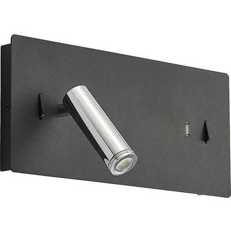 Lucande Lámpara de pared LED 'Kimo' en Negro Metal