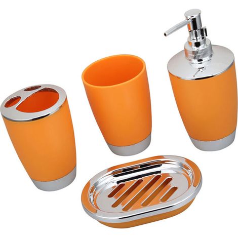 Set completo di contenitori per accessori da bagno - Arancione