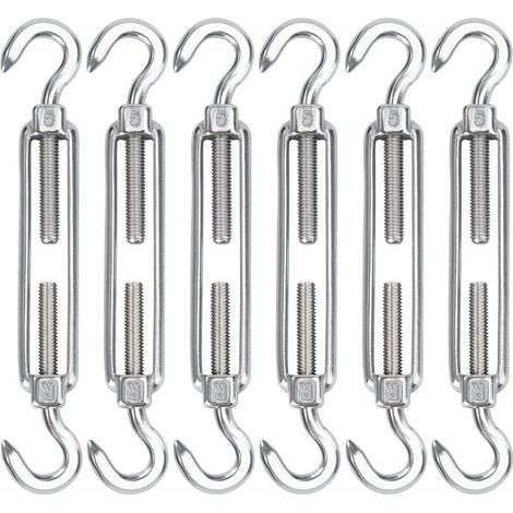 EASYCOMFORT M5 Tendeur Cable Acier Inoxydable, Lot de 6 Tendeur de Fil Crochet et Crochet Réglable Heavy Duty Tension Hook & Hook pour Corde Cable Fil à Linge, Grillagefor Sun Shade Installation (1/5)