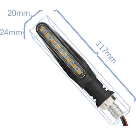 Indicatori di direzione per moto 4 pezzi, indicatori di direzione a flusso continuo, indicatori di direzione per moto, 12 V, 12 LED, universali, impermeabili, per scooter, quad, cruiser, fuoristrada (1/4)
