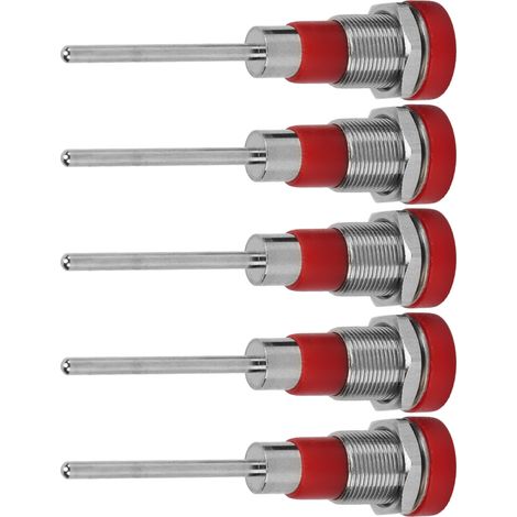 Lot de 5 Douilles Banane 4mm Prise Jack Laiton Nickelé Borne de Connexion Kit J.40013 Rouge (1/5)
