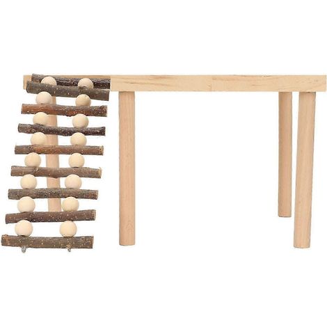 Plateforme d'escalade pour hamster en bois naturel à double niveau avec échelle - haute qualité (1/5)