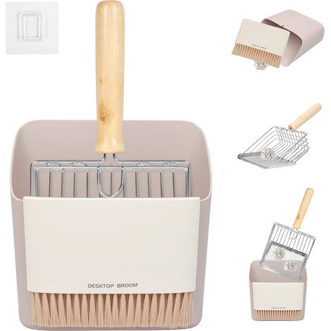 Stainless Steel Cat Litter 3 Piece - Cat Litter Metal Scoop with Strainer Function, Ergonomic Cat Scoop, Storage Container and Cleaning Broom (1/5)
