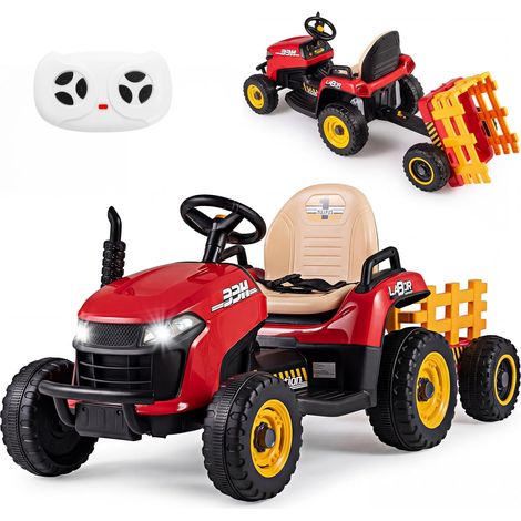 COSTWAY 24V Trattore Elettrico per Bambini,Macchina Cavalcabile con Telecomando,Musica,3 Anni+,Rosso (1/2)