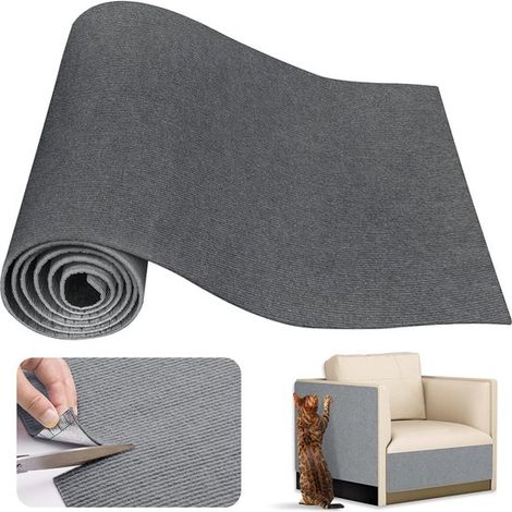 Alfombrilla protectora autoadhesiva contra arañazos, 200 x 40 cm, rascador recortable gatos, alfombra antiarañazos DIY sofá pared (gris oscuro) (1/5)