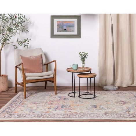 Flores Kira FR04 Traditional Classic Bordered Persian Floral Vintage Rug in Multi Medium 120x170 cm (4'x5'6")