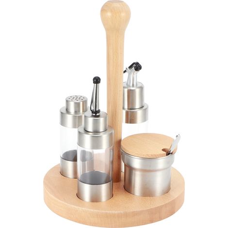 Cruet Condiment épices poivre Pot boîte assaisonnement stockage conteneur Pot support ensemble cuisine cuisson outil rond