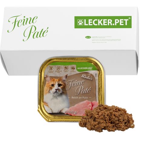 17 x 100 g Lecker.Pet® Balu's Feine Paté Reich an Pute Katzenfutter Nassfutter Vollnahrung (1/5)