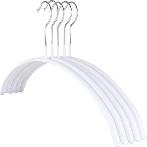 10 cintres blancs antidérapants en caoutchouc, cintres métalliques parfaits pour les tricots et les pulls. (1/5)