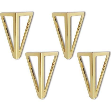 Lot de 4 pieds de meuble triangulaires dorés – 15 cm – Pour tables, canapés et chaises (1/5)