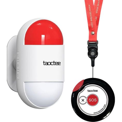 Alarme Sécurité Maison Personnes Âgées et Enfants,Sirène Stroboscopique d'Alerte urgente pour Domicile,Bouton SOS Portable avec Lanière (Piles et Recharge USB) (1/5)