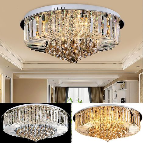 Modern Flush Mount Kristallleuchter LED Kristall Regentropfen Kronleuchter Runde Chrom Deckenleuchten Pendelleuchte Kristallkronleuchter für Esszimmer Badezimmer Wohnzimmer E14 (60 26cm) (1/5)